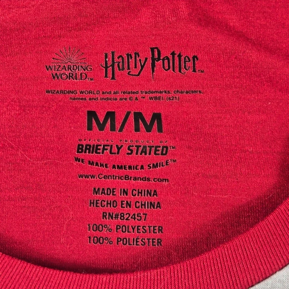 Briefly Stated Harry Potter Shirt Mens Medium Red Grey Hogwarts Crest